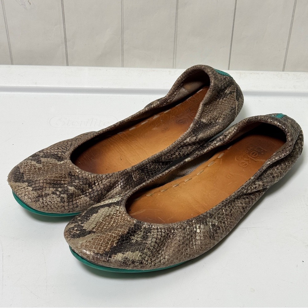 Tieks Gavrieli Copperhead Snakeskin Metallic Leather Ballet Flats Chic Boho 10